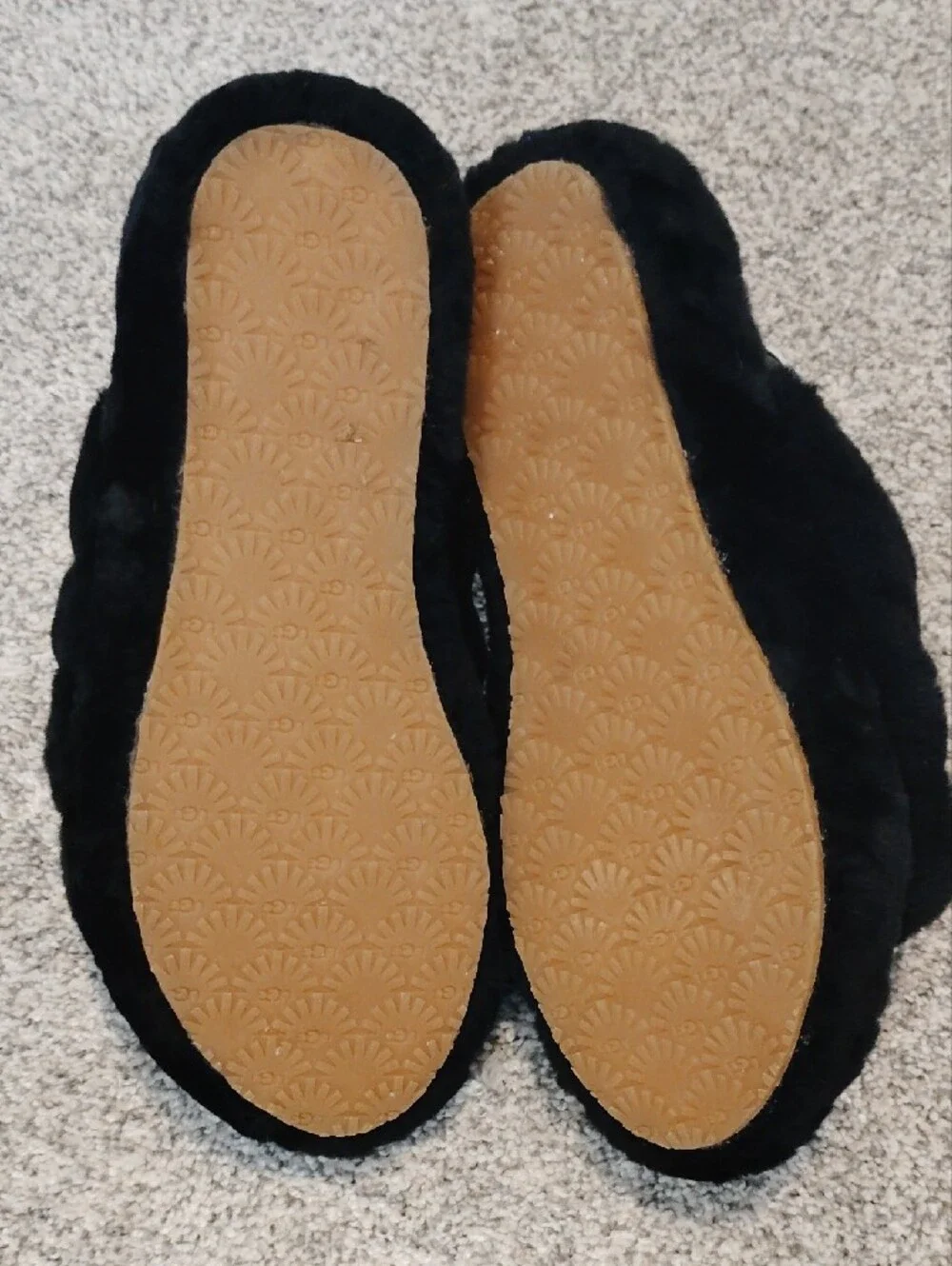UGG Black Fluff Yeah Slide Sandals with Branded Elastic Strap